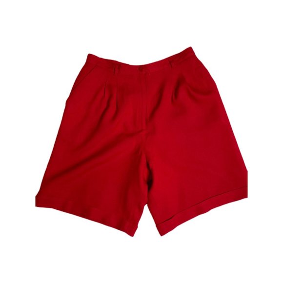 Talbots Vintage USA 14 Petite Red Linen Blend Cuffed Shorts - Picture 1 of 4